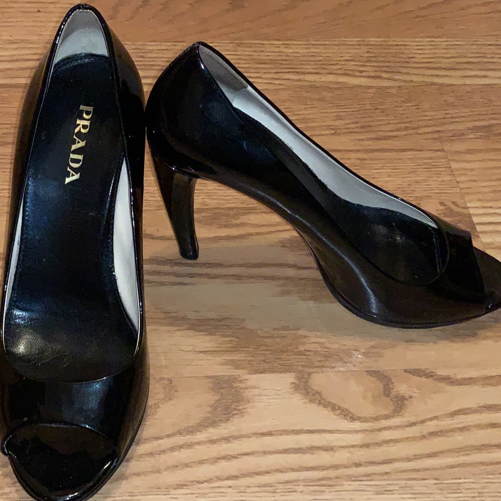 Authentic Prada Black Peep Toe Stiletto Heel